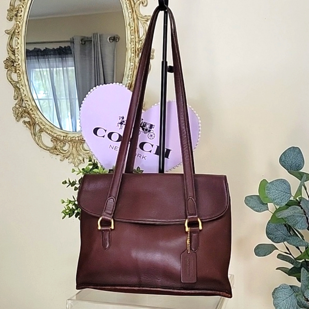 CoachVintage9808EquestrianFlapBagMahoganyBrownBrassHardwareUSA🇺🇸